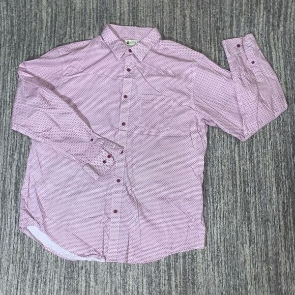 Haggar Clothing Men Size XL Button Front Shirt Pink Purple Geo Print 100% Cotton - Picture 1 of 7